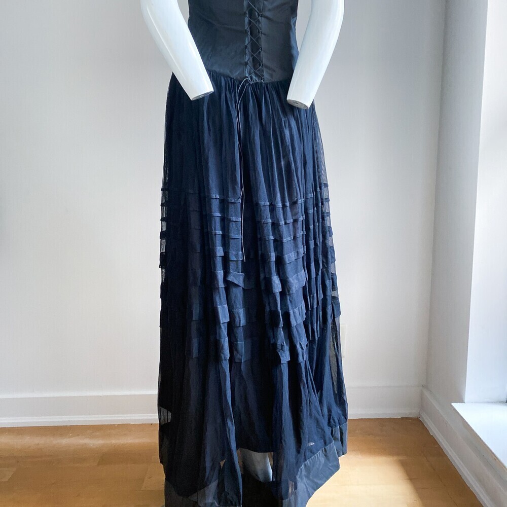 NWT Guess By Marciano Sexy Goth Spaghetti Strap Full Sheer Skirt Maxi Dress XS - Picture 7 of 8